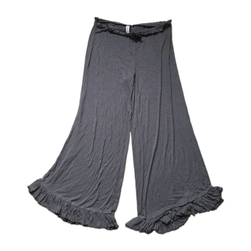 Urban Outfitters Out From Under Sweet Dreams Green Ruffle Wide Leg Pants M EUC